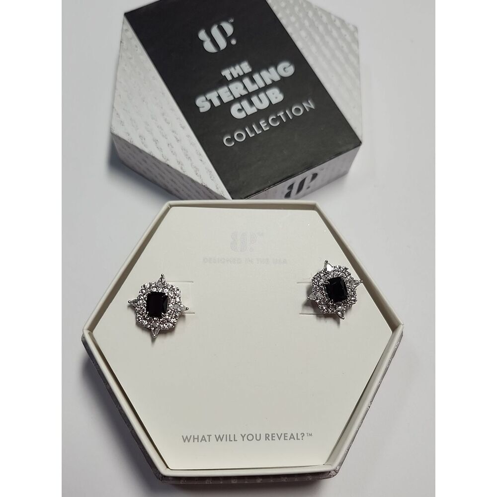Bomb Party The Sterling Club Collection 925 Solid Sterling Earrings Onyx CZ Stud